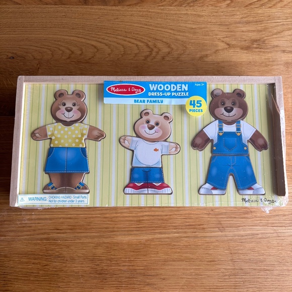 NEW, Melissa & Doug, Wooden Bear Family Dress-up Puzzle (Age 3+) - Picture 1 of 8